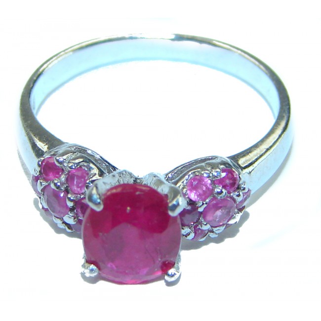 1.85 carat genuine Ruby .925 Silver handcrafted Cocktail Ring s. 5 1/2