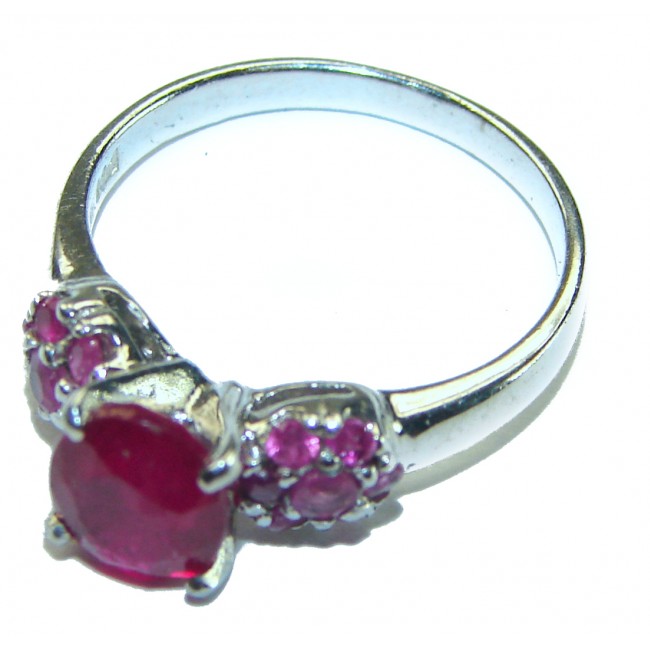 1.85 carat genuine Ruby .925 Silver handcrafted Cocktail Ring s. 5 1/2