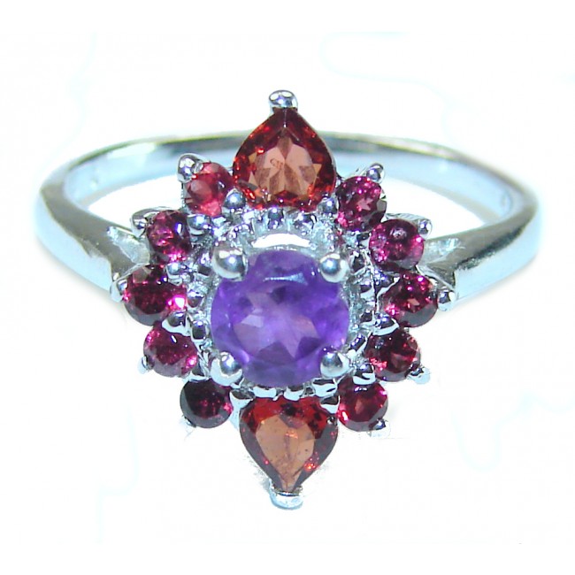 Authentic Amethyst Garnet .925 Sterling Silver handcrafted Ring size 7