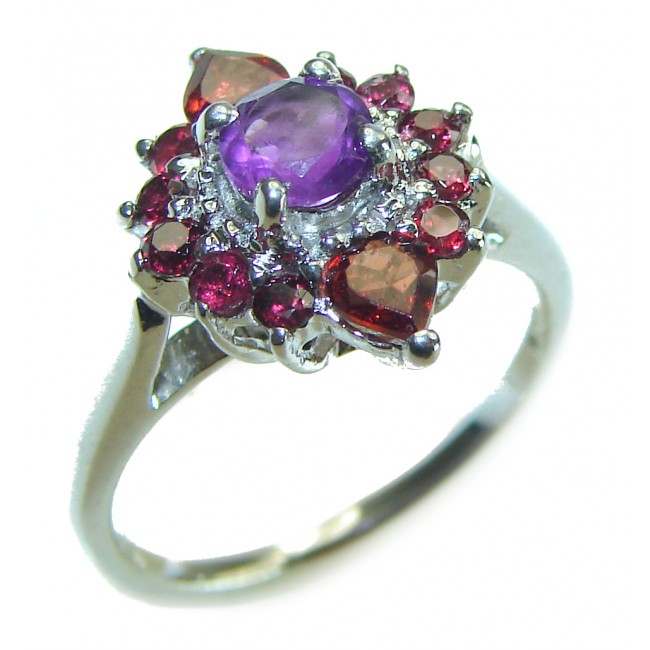 Authentic Amethyst Garnet .925 Sterling Silver handcrafted Ring size 7