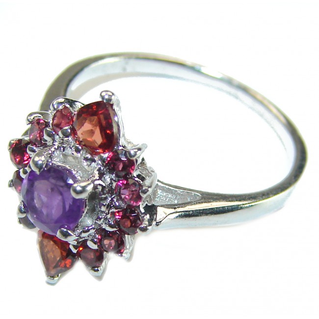 Authentic Amethyst Garnet .925 Sterling Silver handcrafted Ring size 7