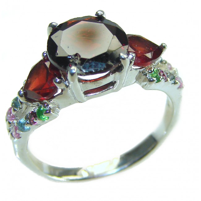 Authentic Amethyst Garnet .925 Sterling Silver handcrafted Ring size 6 1/2