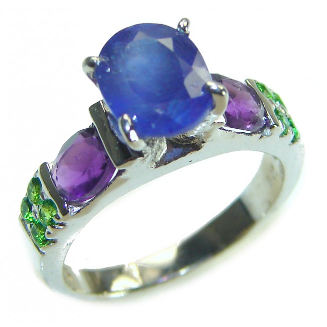 Luxurious Sapphire .925 Sterling Silver handcrafted Ring size 5