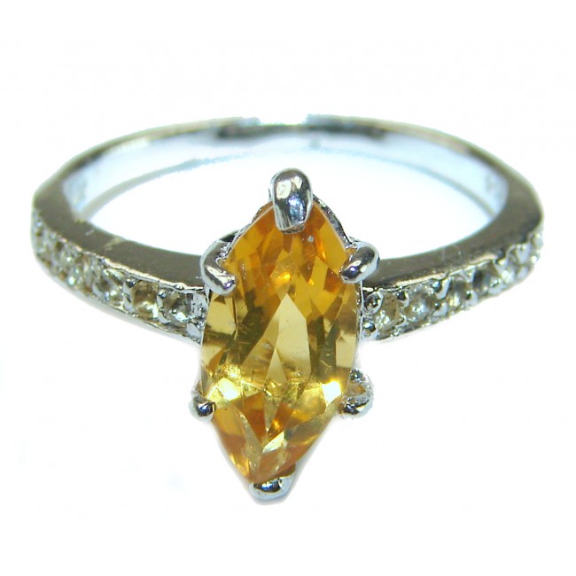 Authentic 3.2 carat Citrine .925 Sterling Silver handmade Cocktail Ring s. 8