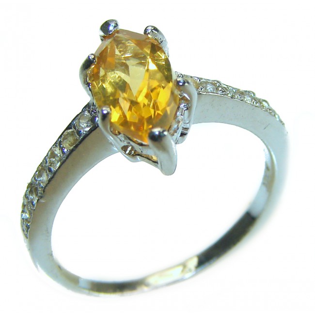 Authentic 3.2 carat Citrine .925 Sterling Silver handmade Cocktail Ring s. 8