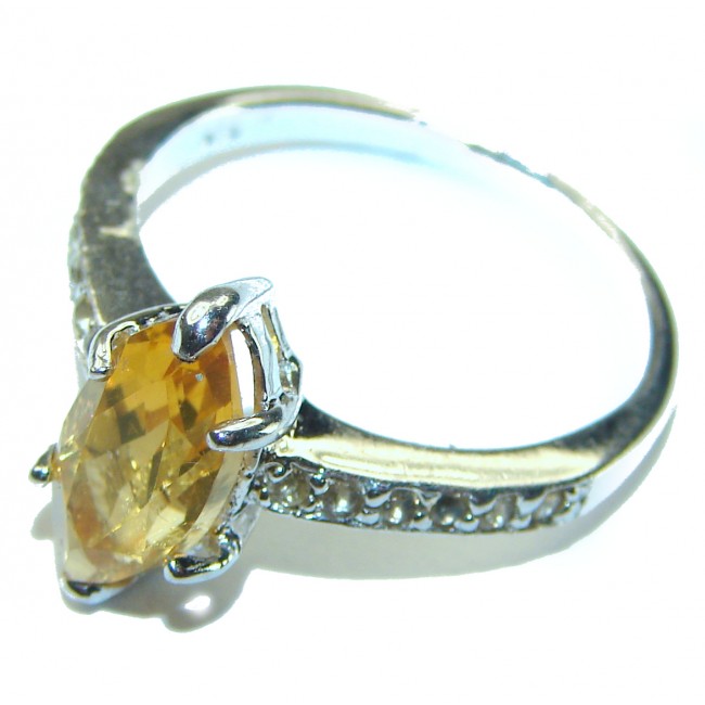 Authentic 3.2 carat Citrine .925 Sterling Silver handmade Cocktail Ring s. 8