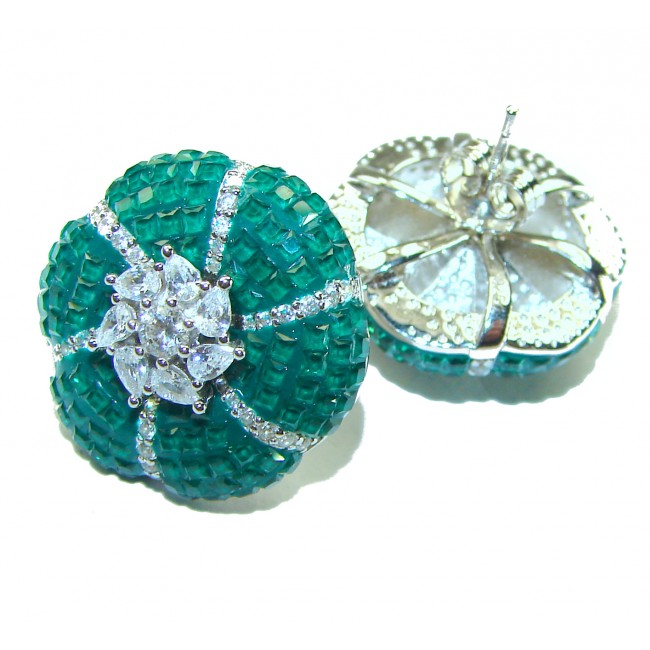 Born to Glam floral-inspired authentic Emerald .925 Sterling Silver handcrafted earrings