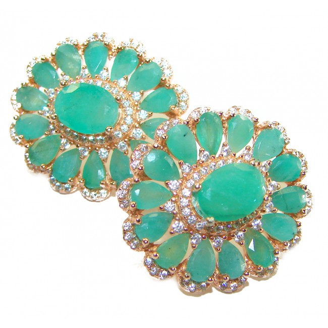 Anastasia 10.5 carat Colombian Emerald 14K Rose Gold over .925 Sterling Silver handcrafted earrings