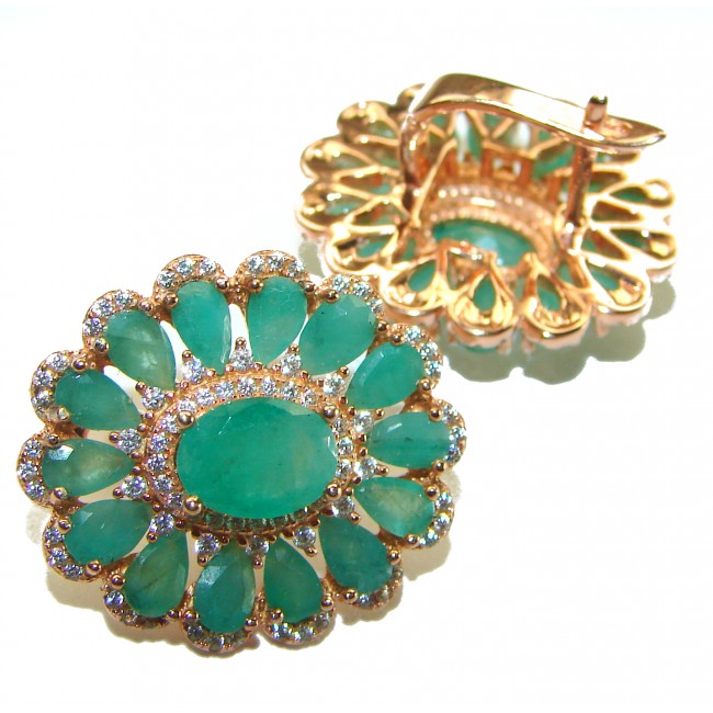 Anastasia 10.5 carat Colombian Emerald 14K Rose Gold over .925 Sterling Silver handcrafted earrings