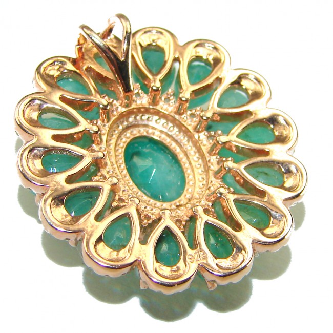 Anastasia 18.5 carat Colombian Emerald 14K Rose Gold over .925 Sterling Silver handcrafted pendant