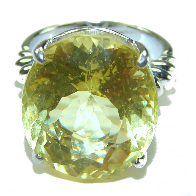 Positive vibes 17.8 carat Genuine Lemon Quartz .925 Sterling Silver handcrafted ring size 7