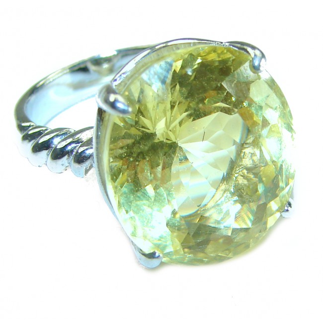 Positive vibes 17.8 carat Genuine Lemon Quartz .925 Sterling Silver handcrafted ring size 7