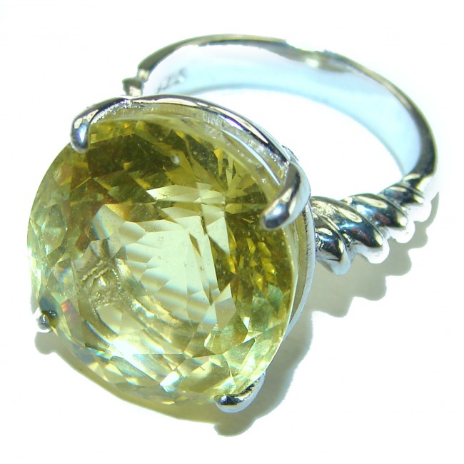 Positive vibes 17.8 carat Genuine Lemon Quartz .925 Sterling Silver handcrafted ring size 7