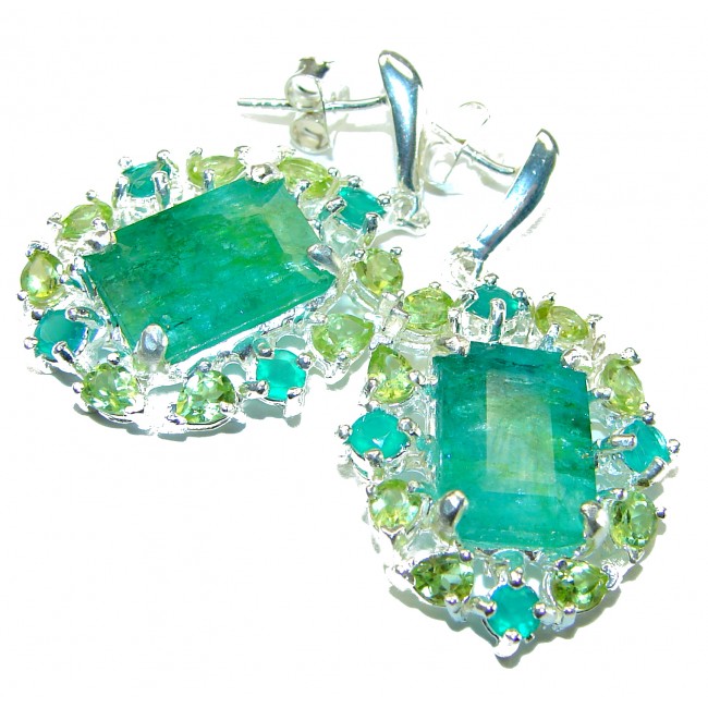 Authentic Apatite 14K White Gold over .925 Sterling Silver earrings