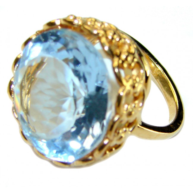 Precious 29.5 carat AQUAMARINE 14k Gold over .925 Sterling Silver Handcrafted Large Ring size 8