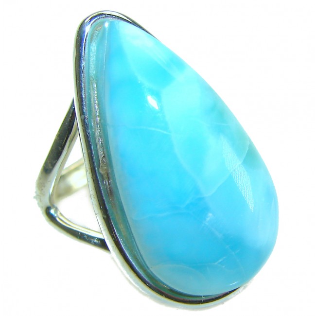 Precious authentic Larimar .925 Sterling Silver handmade ring size 6 1/2