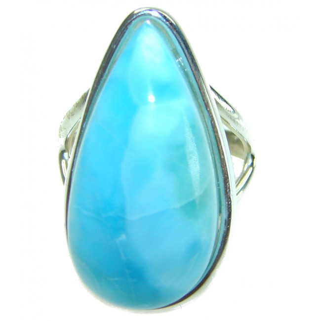 Precious authentic Larimar .925 Sterling Silver handmade ring size 6 1/2