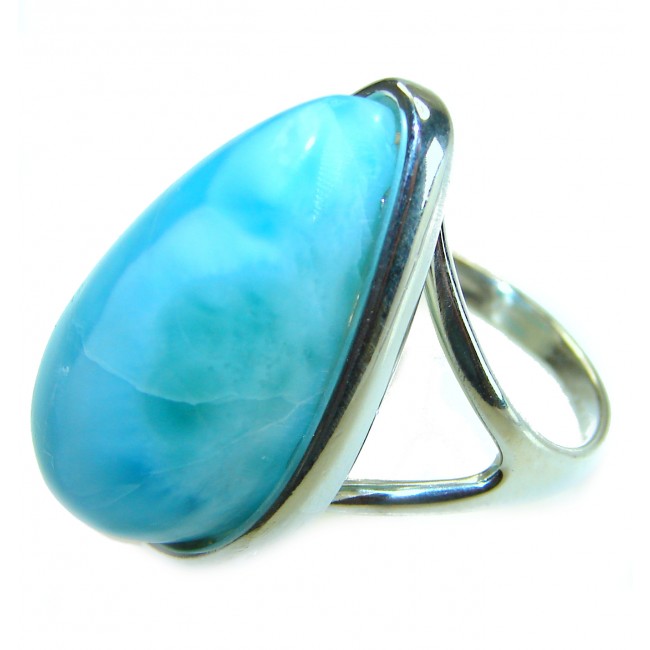 Precious authentic Larimar .925 Sterling Silver handmade ring size 6 1/2