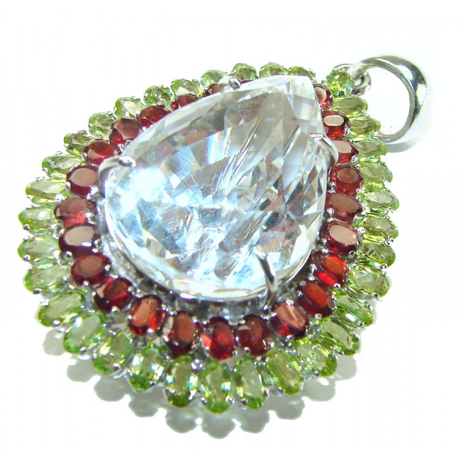 Vintage style Beauty genuine 55.5 carat White Topaz .925 Sterling Silver handmade Pendant