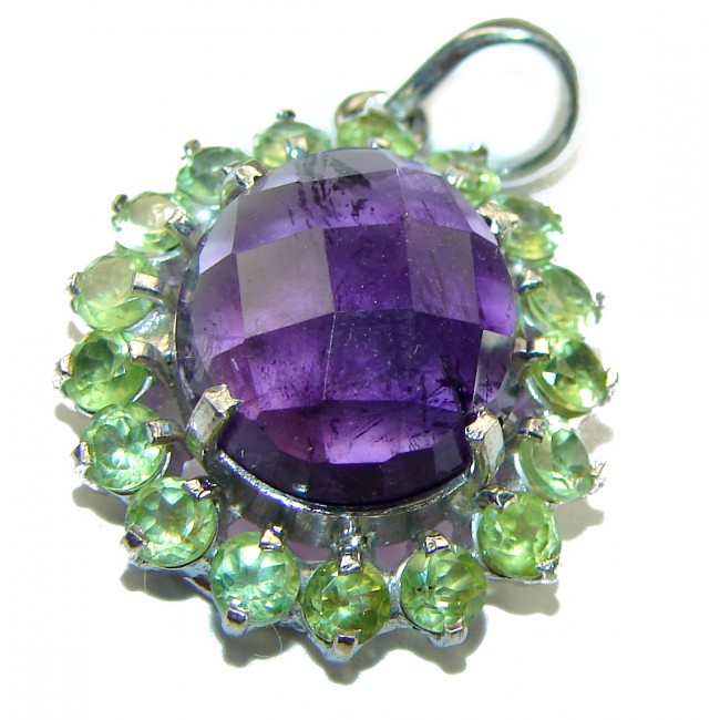 Spectacular 8.5 CARAT Amethyst Peridot .925 Sterling Silver handcrafted Pendant