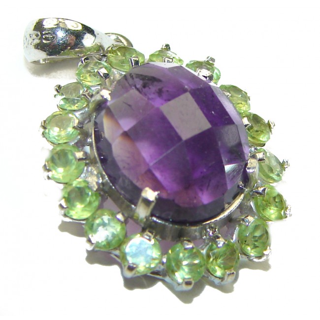 Spectacular 8.5 CARAT Amethyst Peridot .925 Sterling Silver handcrafted Pendant