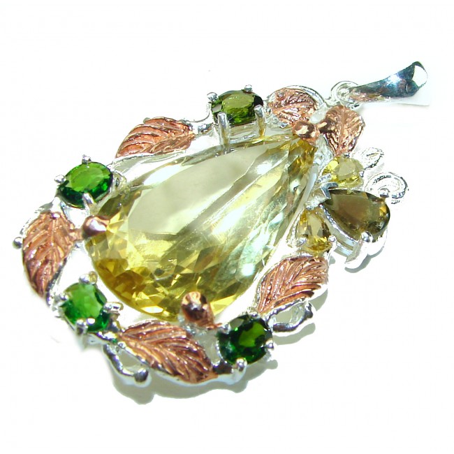 Authentic Golden Lemon Quartz .925 Sterling Silver handmade Pendant