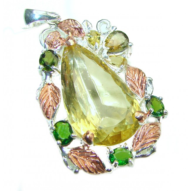 Authentic Golden Lemon Quartz .925 Sterling Silver handmade Pendant