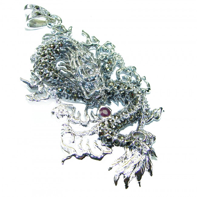 Large Flyaing Dragon .925 Sterling Silver handcrafted Pendant