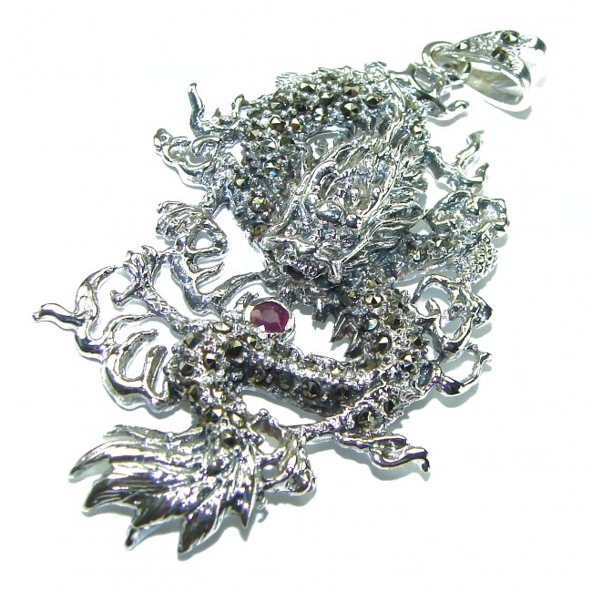 Large Flyaing Dragon .925 Sterling Silver handcrafted Pendant