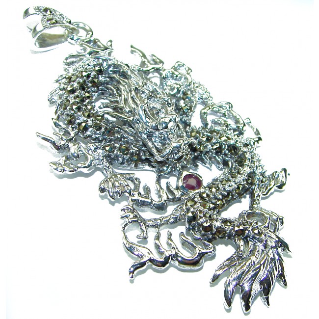 Large Flyaing Dragon .925 Sterling Silver handcrafted Pendant