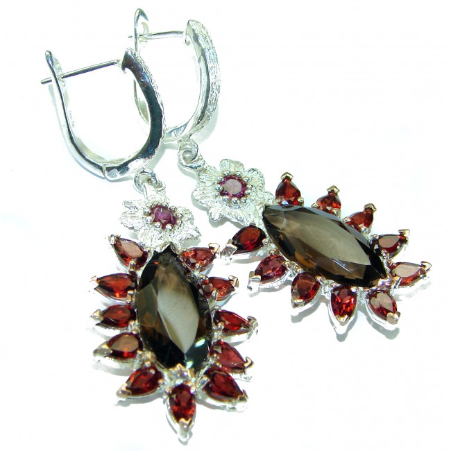 Giovanna Champagne Smoky Topaz .925 Sterling Silver handmade Earrings