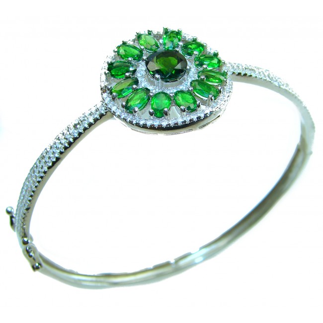 Precious Natural Chrome Diopside .925 Sterling Silver Bangle bracelet