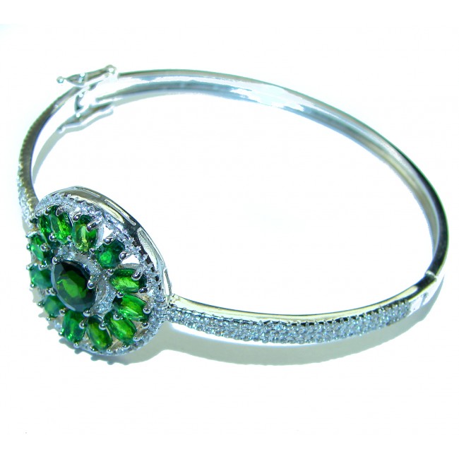 Precious Natural Chrome Diopside .925 Sterling Silver Bangle bracelet