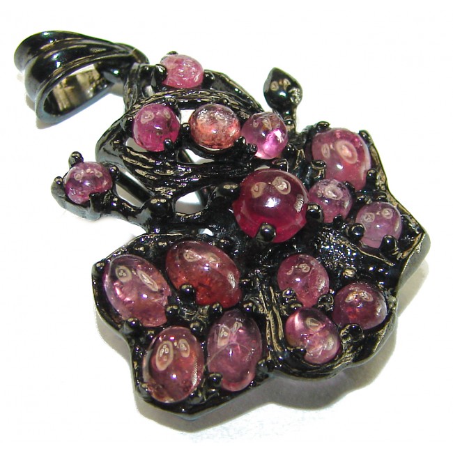 Genuine Ruby black rhodium .925 Sterling Silver handmade Pendant