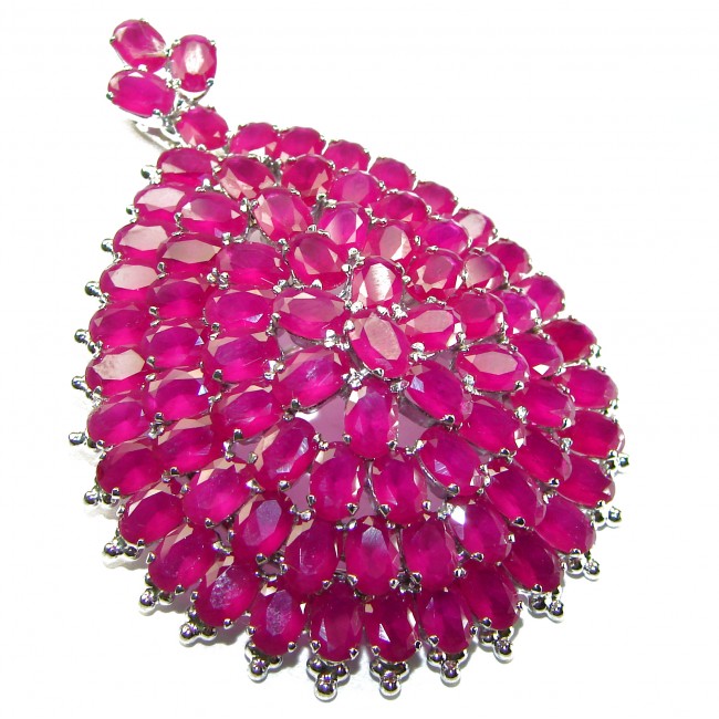 Outstanding Beauty genuine Ruby .925 Sterling Silver handmade Large Pendant and Brooch