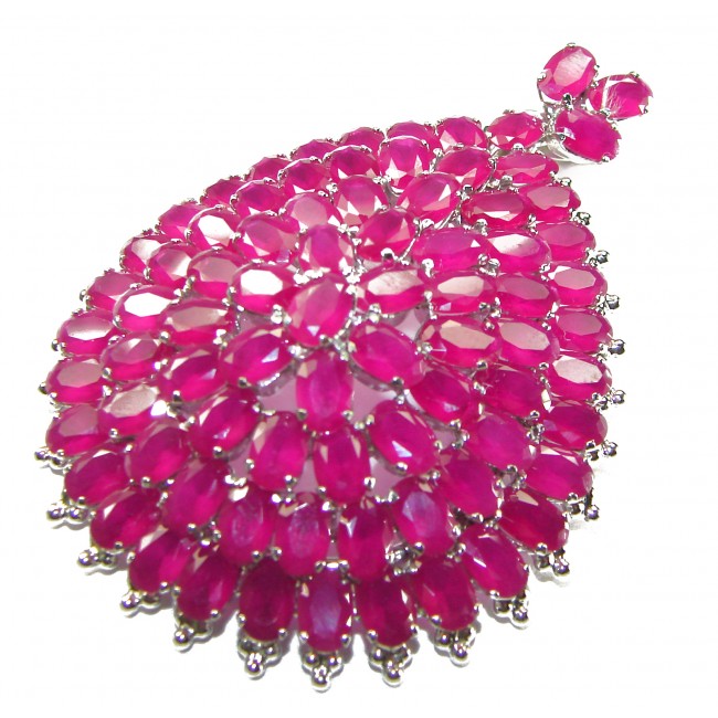 Outstanding Beauty genuine Ruby .925 Sterling Silver handmade Large Pendant and Brooch