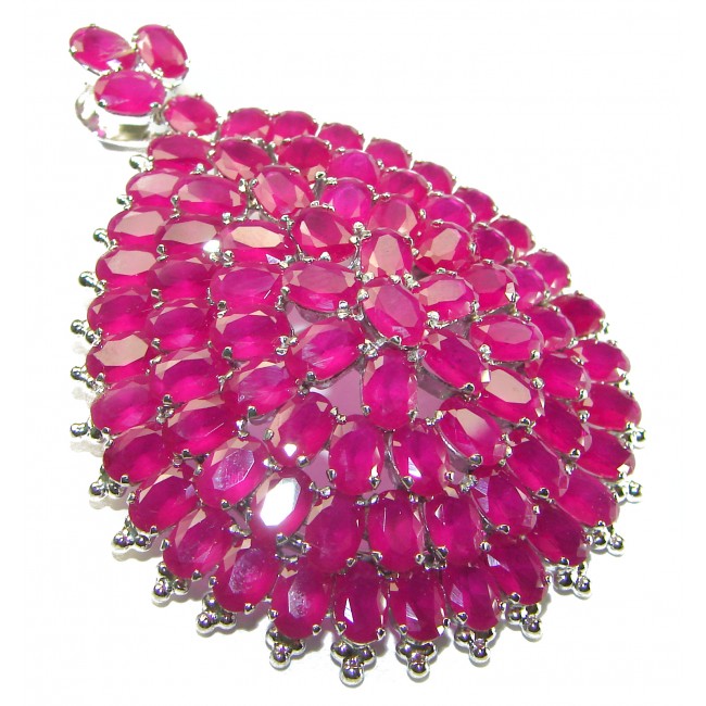 Outstanding Beauty genuine Ruby .925 Sterling Silver handmade Large Pendant and Brooch