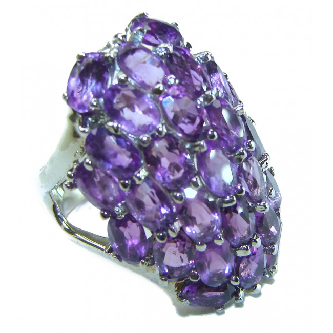 Dramatic design Amethyst .925 Sterling Silver Handcrafted Ring size 7