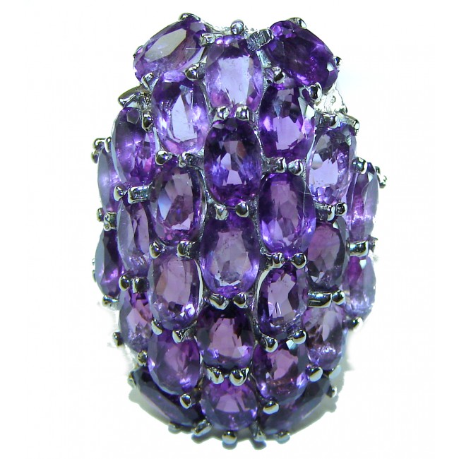 Dramatic design Amethyst .925 Sterling Silver Handcrafted Ring size 7