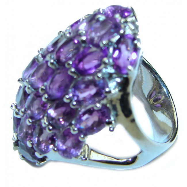 Dramatic design Amethyst .925 Sterling Silver Handcrafted Ring size 7