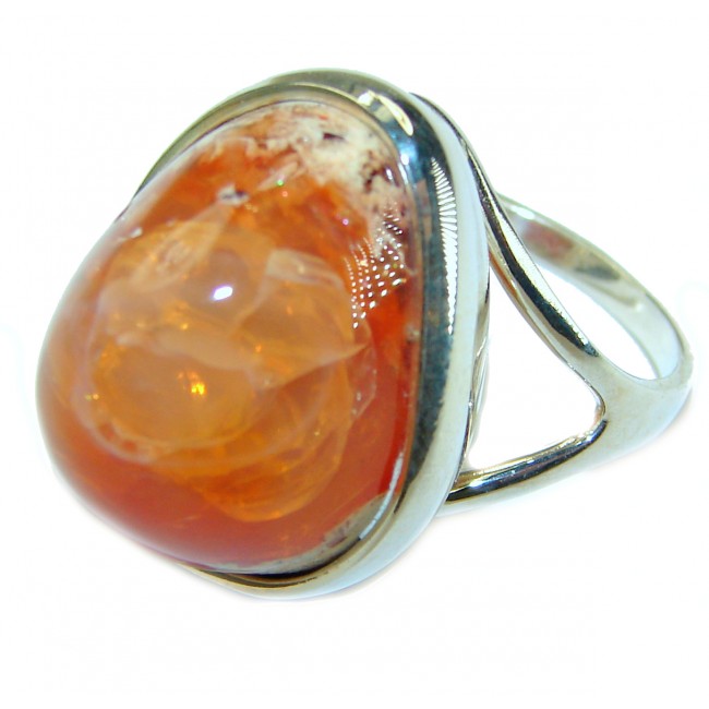 Queen of Fire best quality Mexican Opal .925 Sterling Silver handmade ring 9