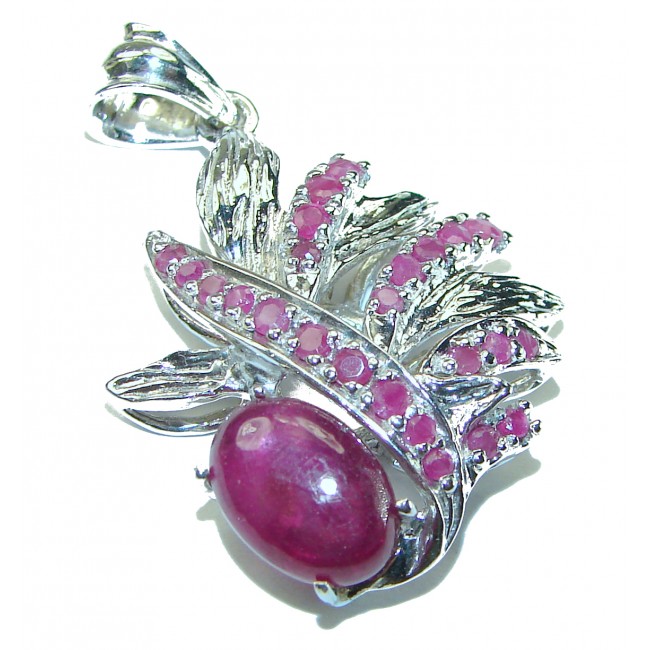 Red Flower Ruby .925 Sterling Silver handmade Pendant