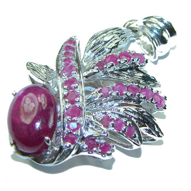 Red Flower Ruby .925 Sterling Silver handmade Pendant