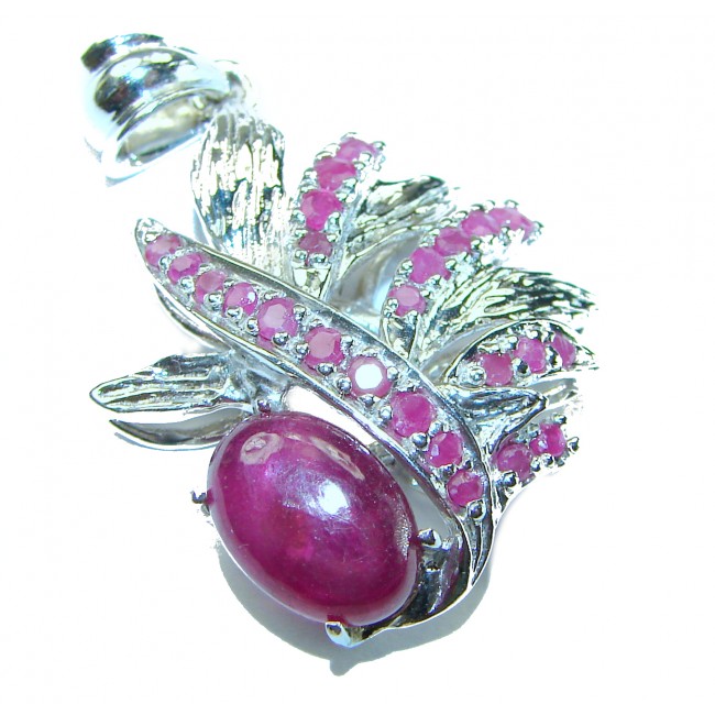 Red Flower Ruby .925 Sterling Silver handmade Pendant