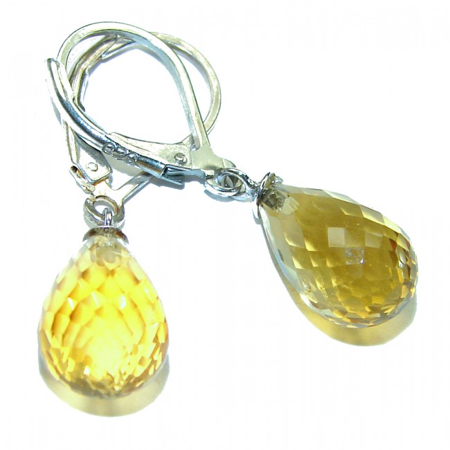 Faceted briolette cut Baltic Polish Amber .925 Sterling Silver Earrings