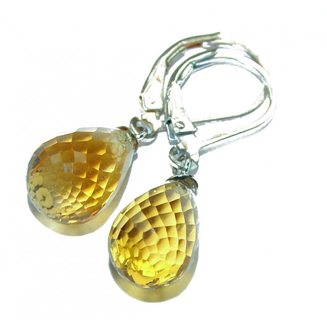 Faceted briolette cut Baltic Polish Amber .925 Sterling Silver Earrings