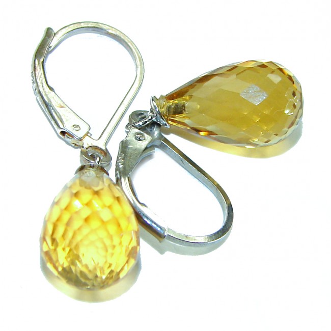 Faceted briolette cut Baltic Polish Amber .925 Sterling Silver Earrings