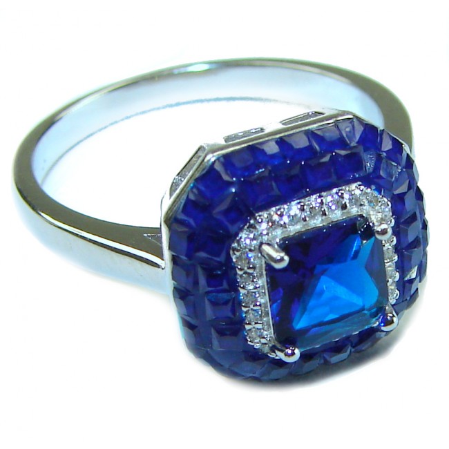 4.2 carat Sapphire .925 Sterling Silver handmade Ring size 6