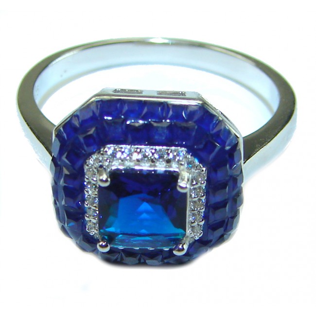 4.2 carat Sapphire .925 Sterling Silver handmade Ring size 6