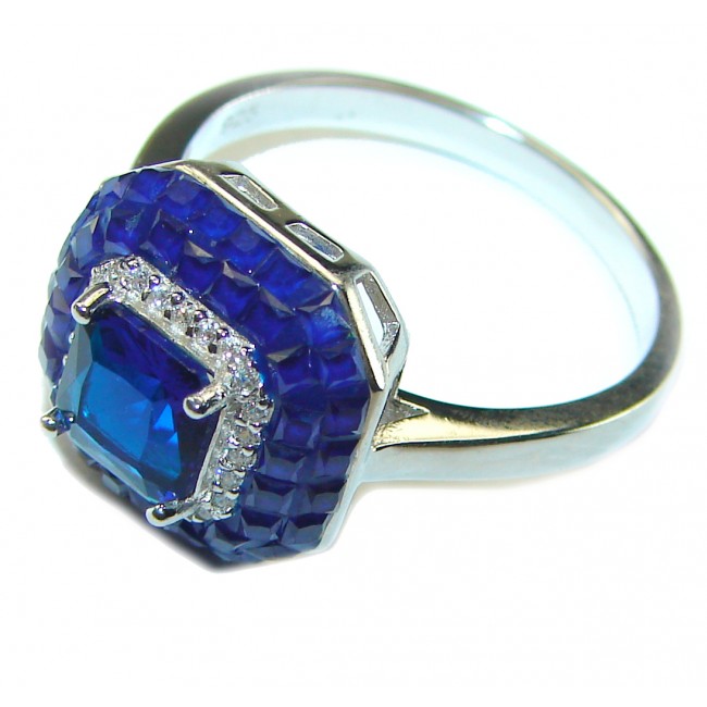 4.2 carat Sapphire .925 Sterling Silver handmade Ring size 6